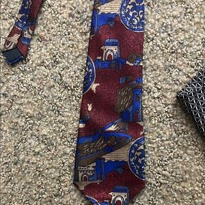 vintage tie Dino Cellian Elegant Burgundy and Blue Patterned Tie